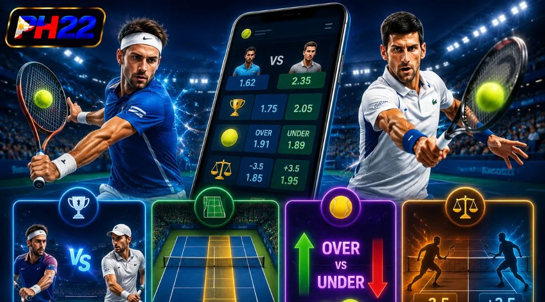 Most common Tennis betting types at PH22